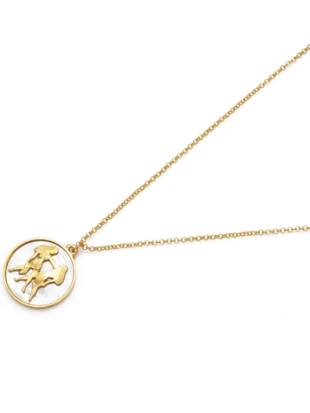 24k Gold Plated Mother of Pearl Zodiac Pendant Necklace NWOT